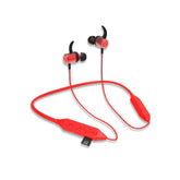 Red wireless earbuds